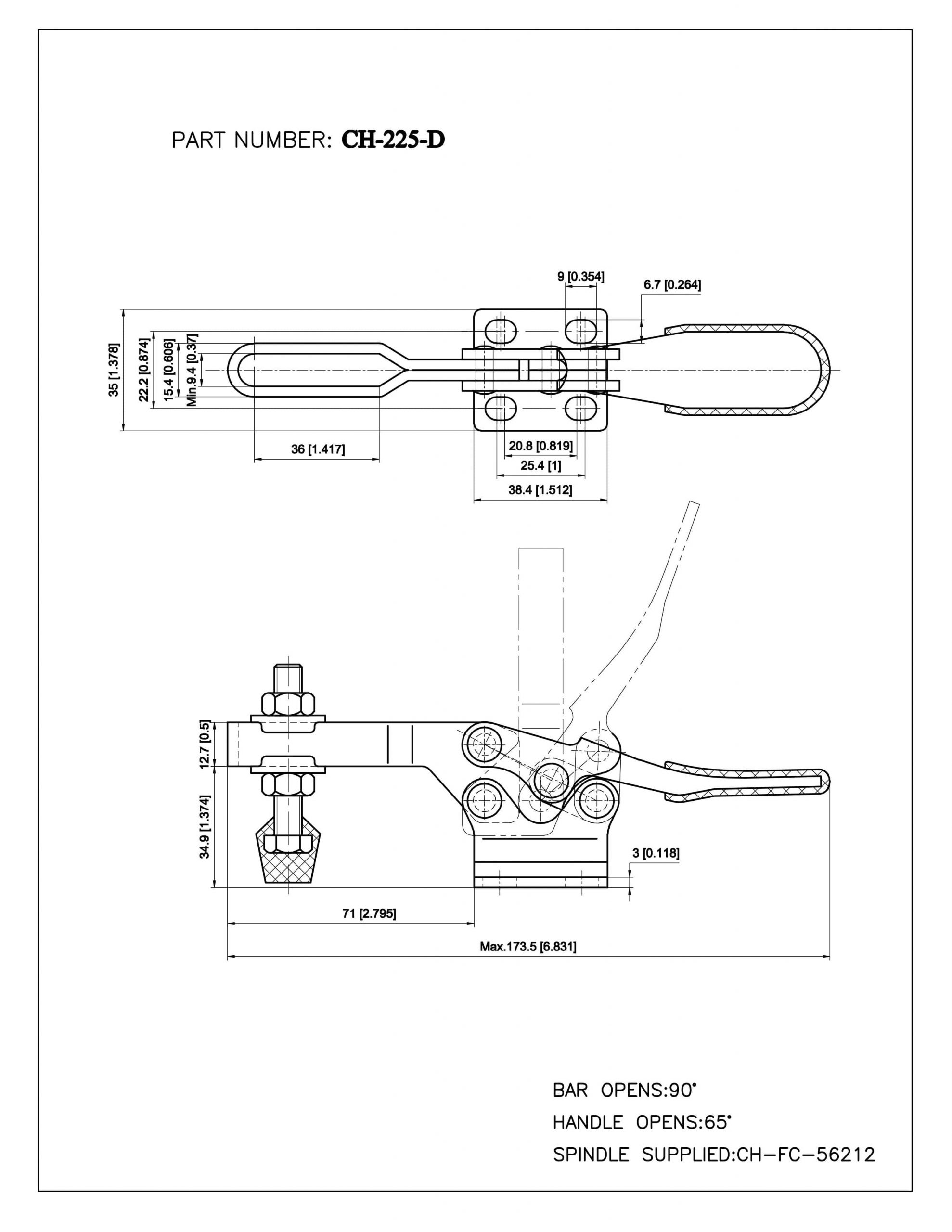 فروش کلمپ دسته افقی کد CH-225-D Clamptek