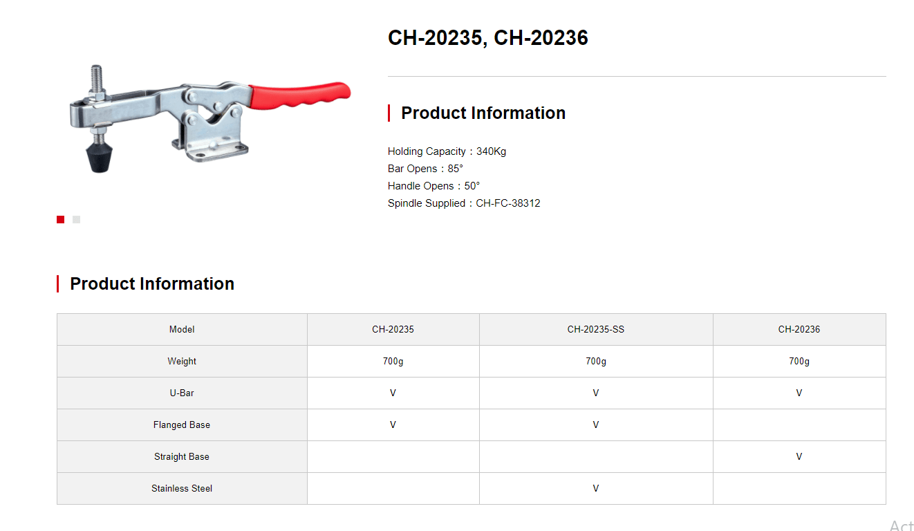 کاتالوگ کلمپ دسته افقی CH-20235 clamptek