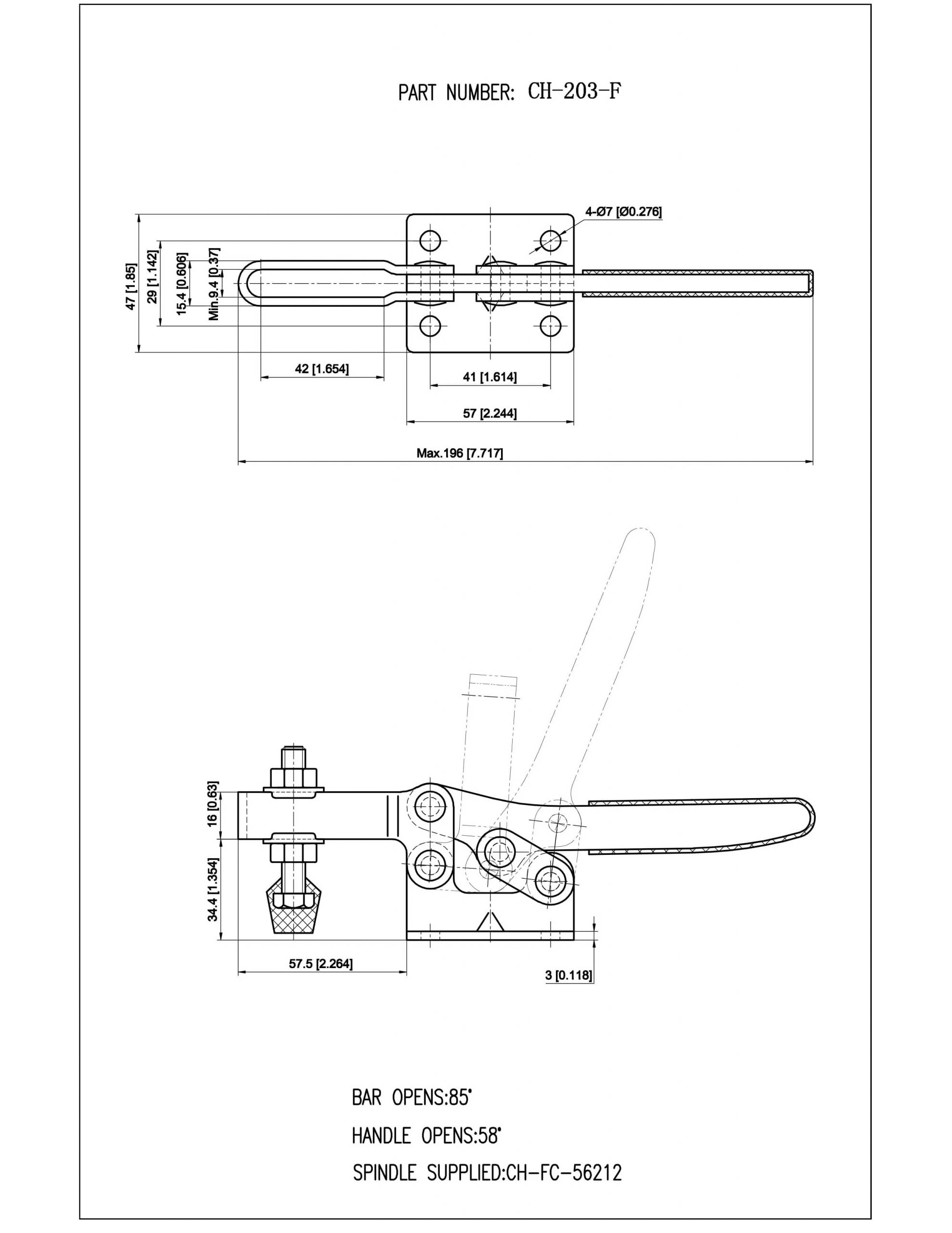 کاتالوگ کلمپ دسته افقی CH-203-F clamptek