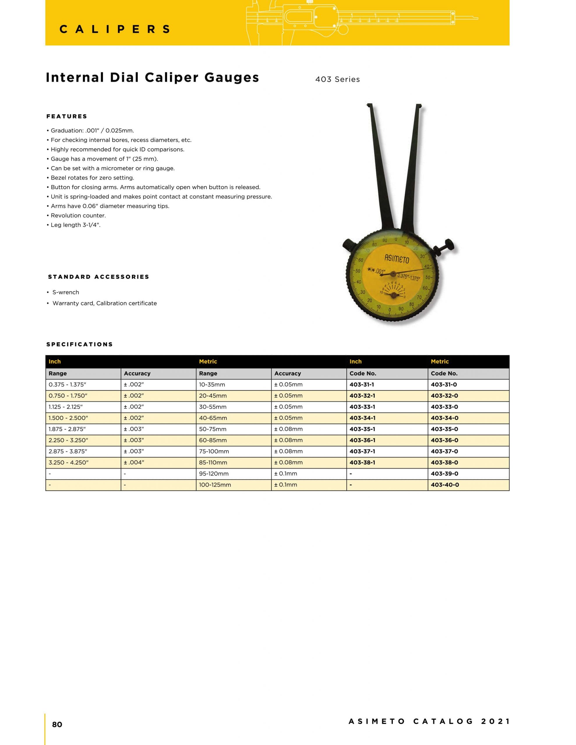 کاتالوگ پرگار داخل سنج ساعتی آسیمتو asimeto