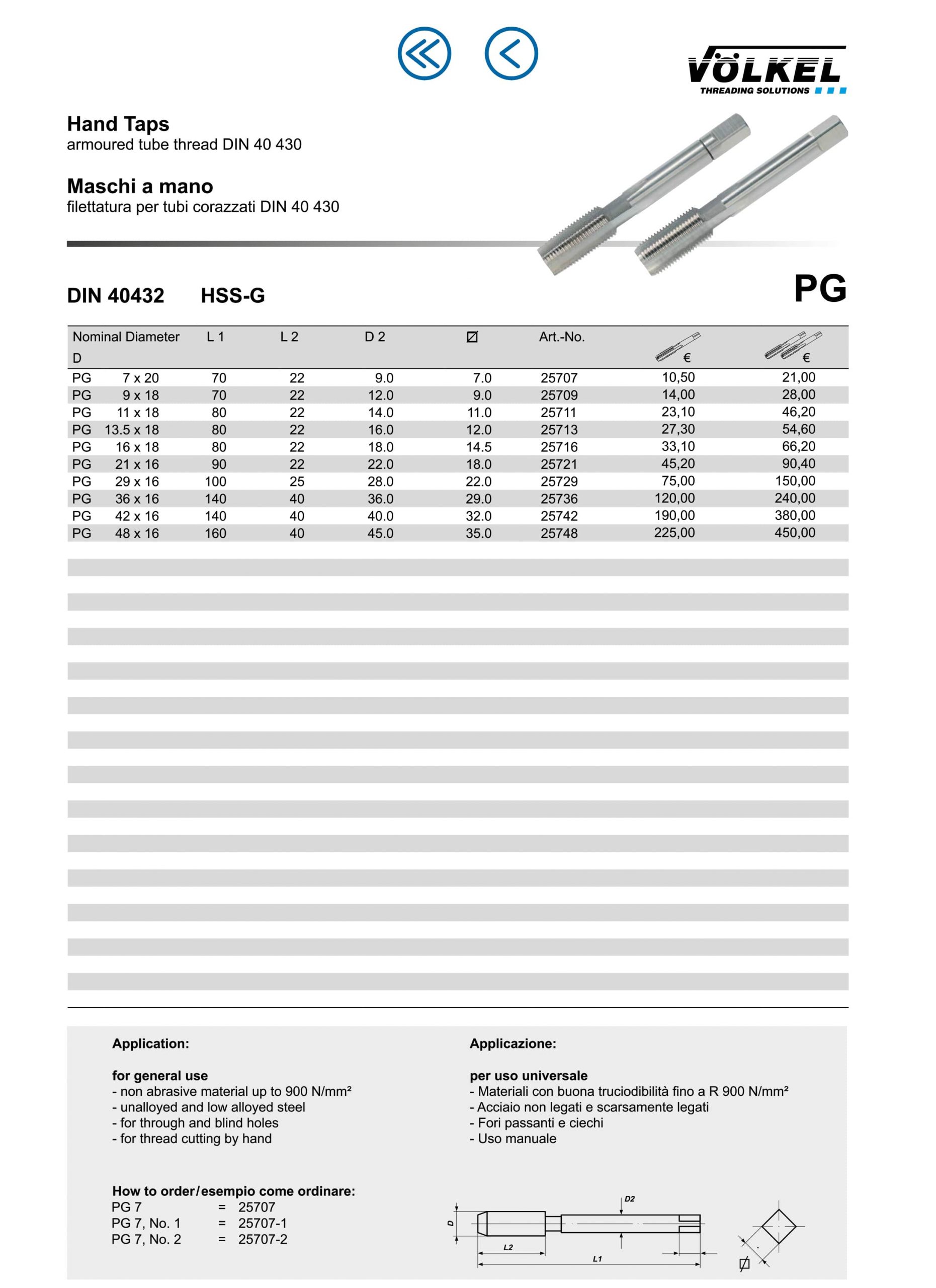 کاتالوگ قلاویز دستی اینچی PG ولکل volkel