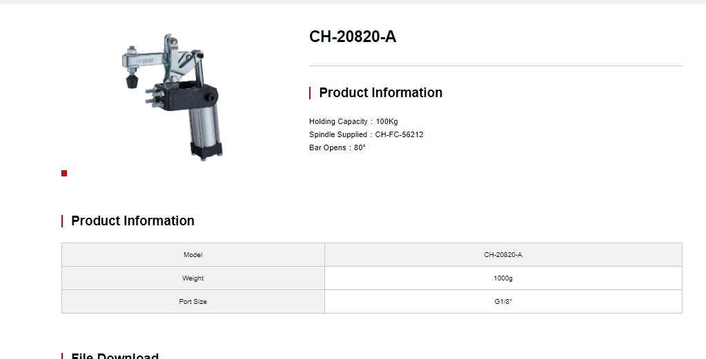 کاتالوگ کلمپ بادی CH-20820-A Clamptek