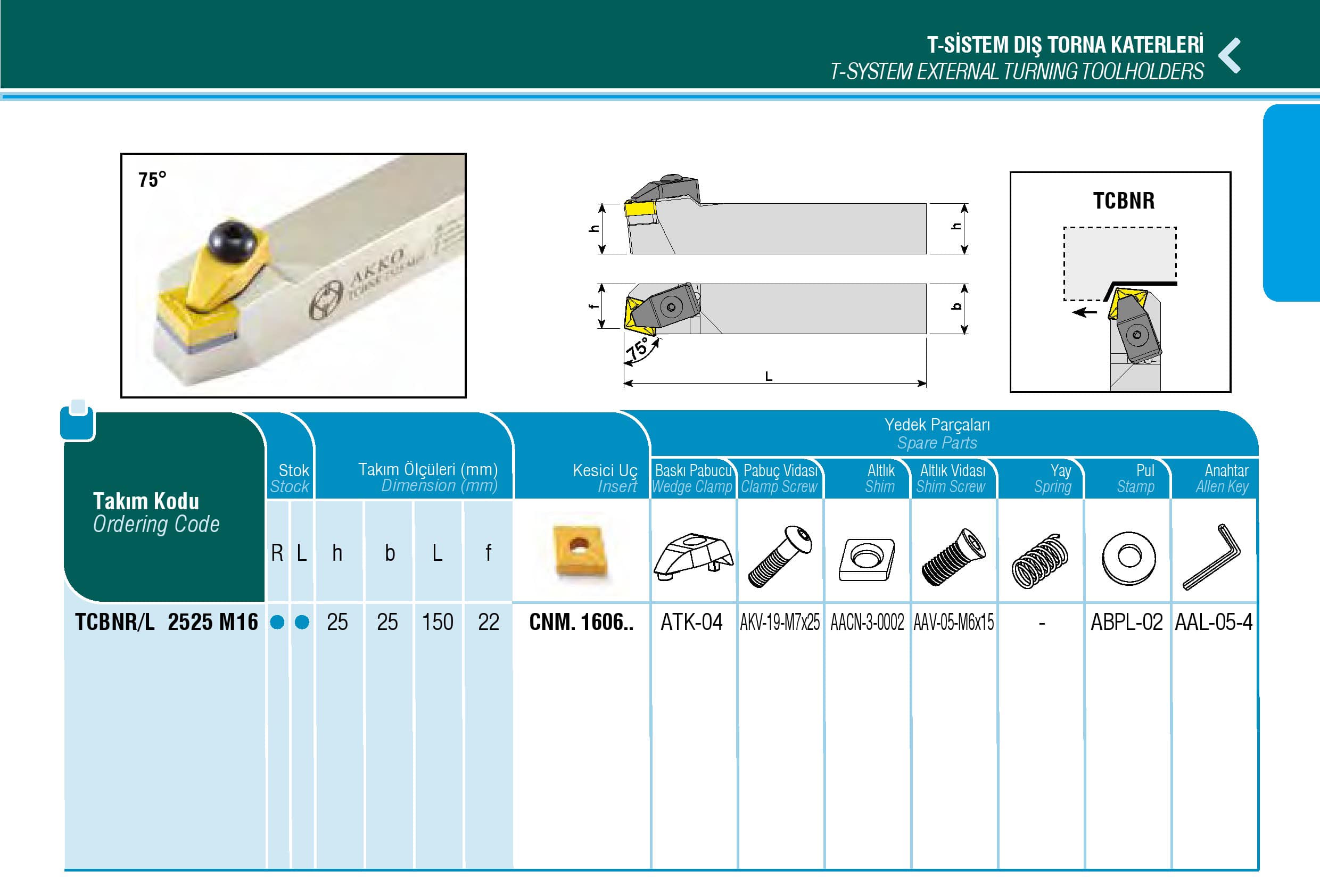 کاتالوگ هلدر رو تراشی TCBNR-L 2525 M16 آکو