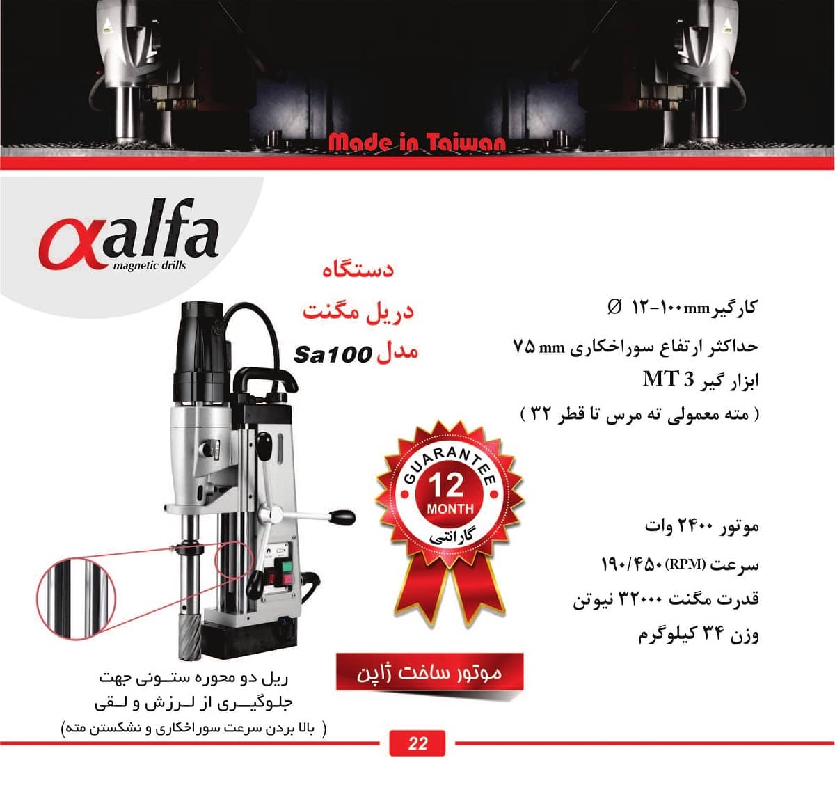 کاتالوگ دستگاه دریل مگنت مدل Sa 100 ALFA