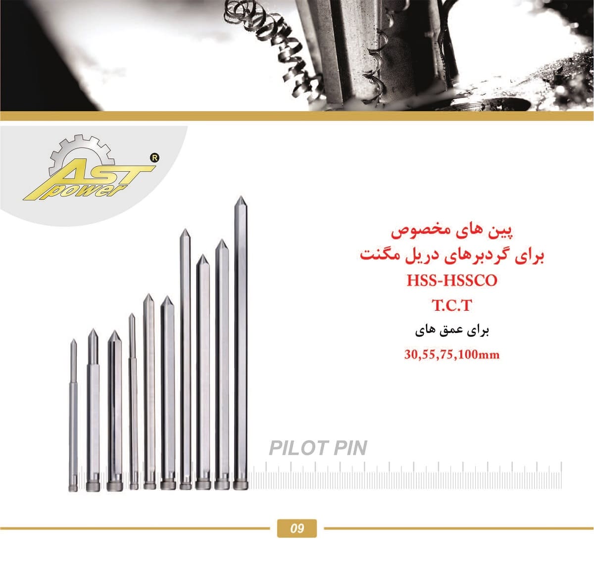 کاتالوگ پین مخصوص گردبر دریل مگنت AST POWER